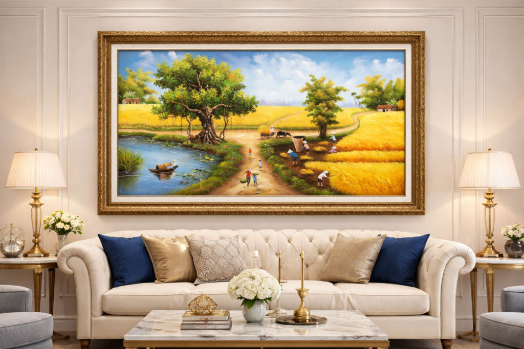 tranh đồng quê mùa lúa chin