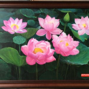 Tranh hoa sen bông hồng đẹp tinh tế S23