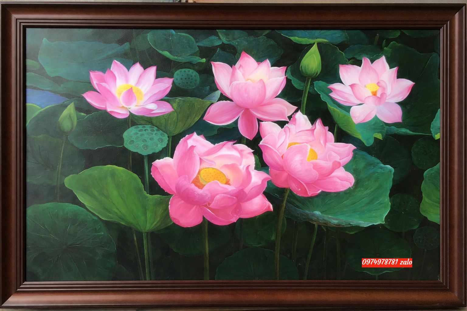 Tranh hoa sen bông hồng đẹp tinh tế S23