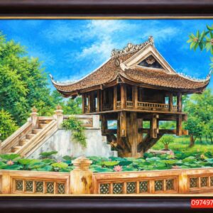 Tranh Chùa Một Cột Sơn Dầu