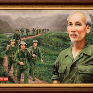 Tranh bác hồ cúng chung cháu hành quân quà tặng ý nghĩa