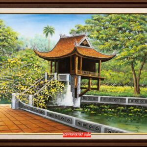 Tranh chùa một cột tranh sơn dầu chùa một cột TH37