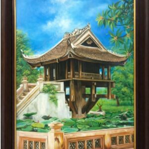 Tranh Chùa Một Cột Sơn Dầu