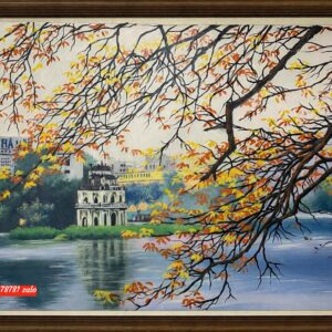 Tranh hồ gươm , tranh sơn dầu hồ gươm hà nội H60