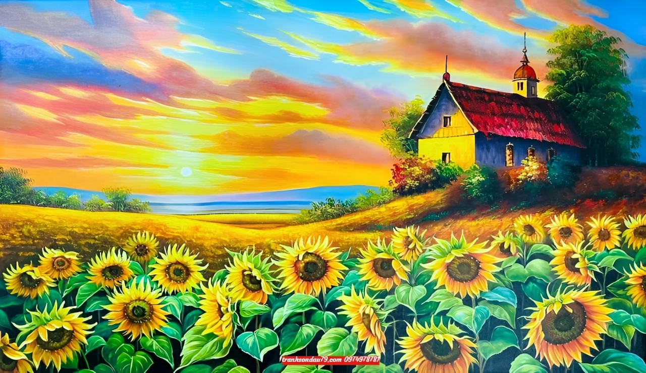 Tranh hoa hướng dương đẹp sang trọng