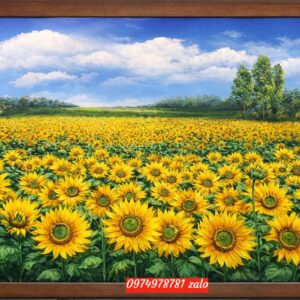 Tranh sơn dầu hoa hướng dương toả nắng