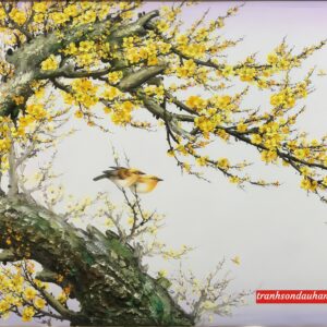 Tranh hoa mai, tranh sơn dầu hoa mai vàng