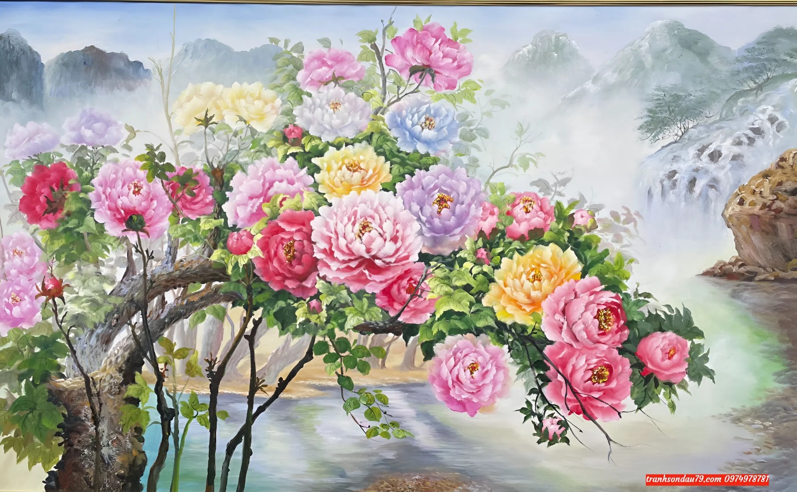 Tranh hoa mẫu đơn tài lộc TH31