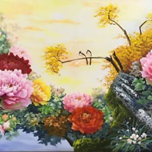 Tranh sơn dầu hoa mẫu đơn đẹp TH018