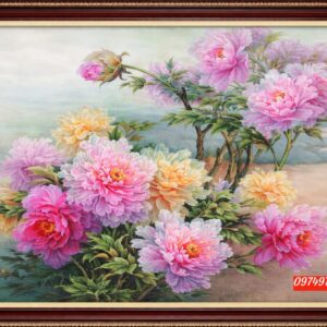 Tranh hoa mẫu đơn quà tặng vip