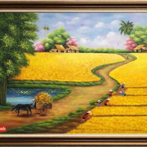 Tranh mùa màngg bội thu , tranh sơn dầu đồng quê