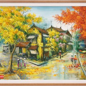 Tranh phố cổ hà nội mùa thu đẹp