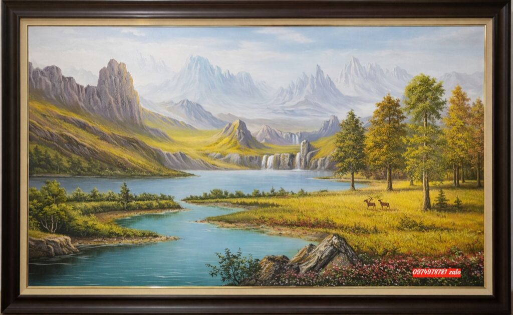 Tranh phong cảnh núi thiên nhiên đẹp hùng vĩ