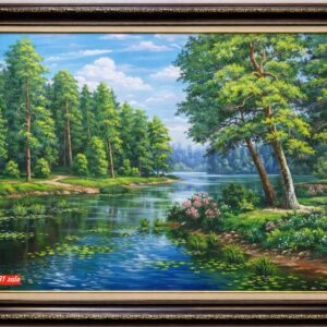 Tranh sơn dầu phong cảnh thiên nhiên xanh tươi
