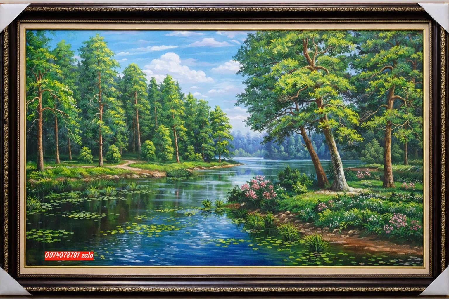 Tranh sơn dầu phong cảnh thiên nhiên xanh tươi