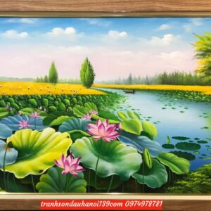 TRANH ĐỒNG QUÊ, PHONG CẢNH ĐỒNG QUÊ HỒ SEN VIỆT NAM SD133