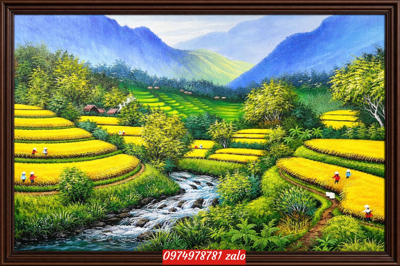 Tranh sơn dầu ruộng bậc thang cảnh tây bắc tươi mát