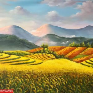 Tranh ruộng bậc thang Tranh phong cảnh ruộng bậc thang núi rừng tây bắc