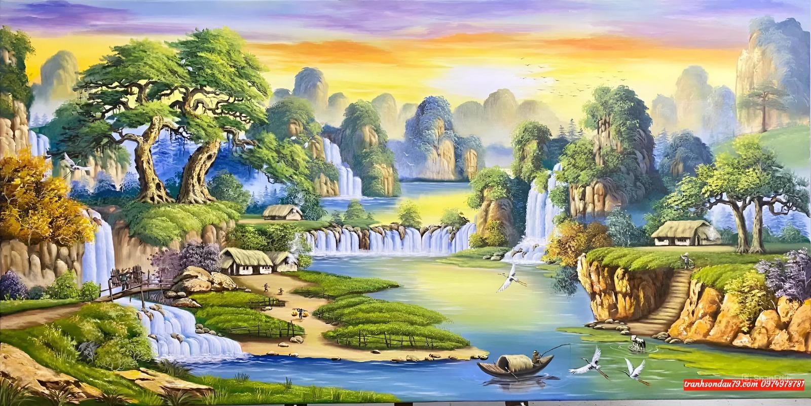 Tranh sơn thủy tranh sơn thủy hữu tình sang trọng TH19