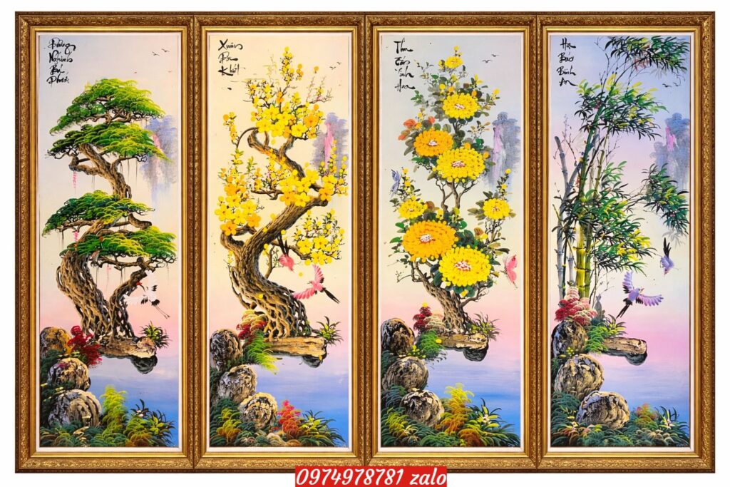 Tranh Tùng Cúc Trúc Mai