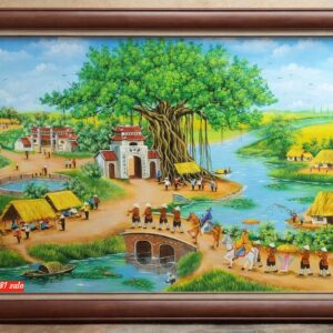 Tranh vinh quy bái tổ vẽ tay sơn dầu