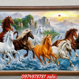 Tranh mã đáo thành công khung gỗ TH103