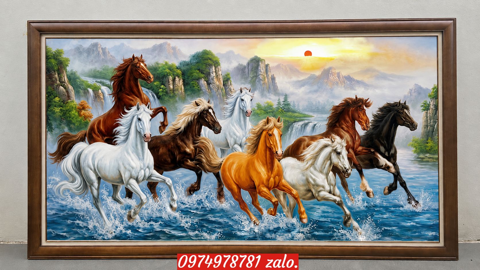 Tranh mã đáo thành công khung gỗ TH103