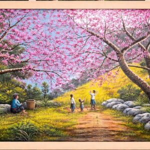Tranh phong cảnh tây bắc, tranh tây bắc hoa đào nở