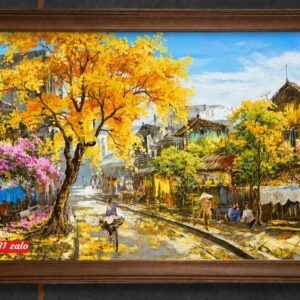 Tranh phố cổ sơn dầu phố cổ hà nội TT102