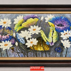 Tranh nổi sơn dầu 3D vẽ tay hoa sen TH102