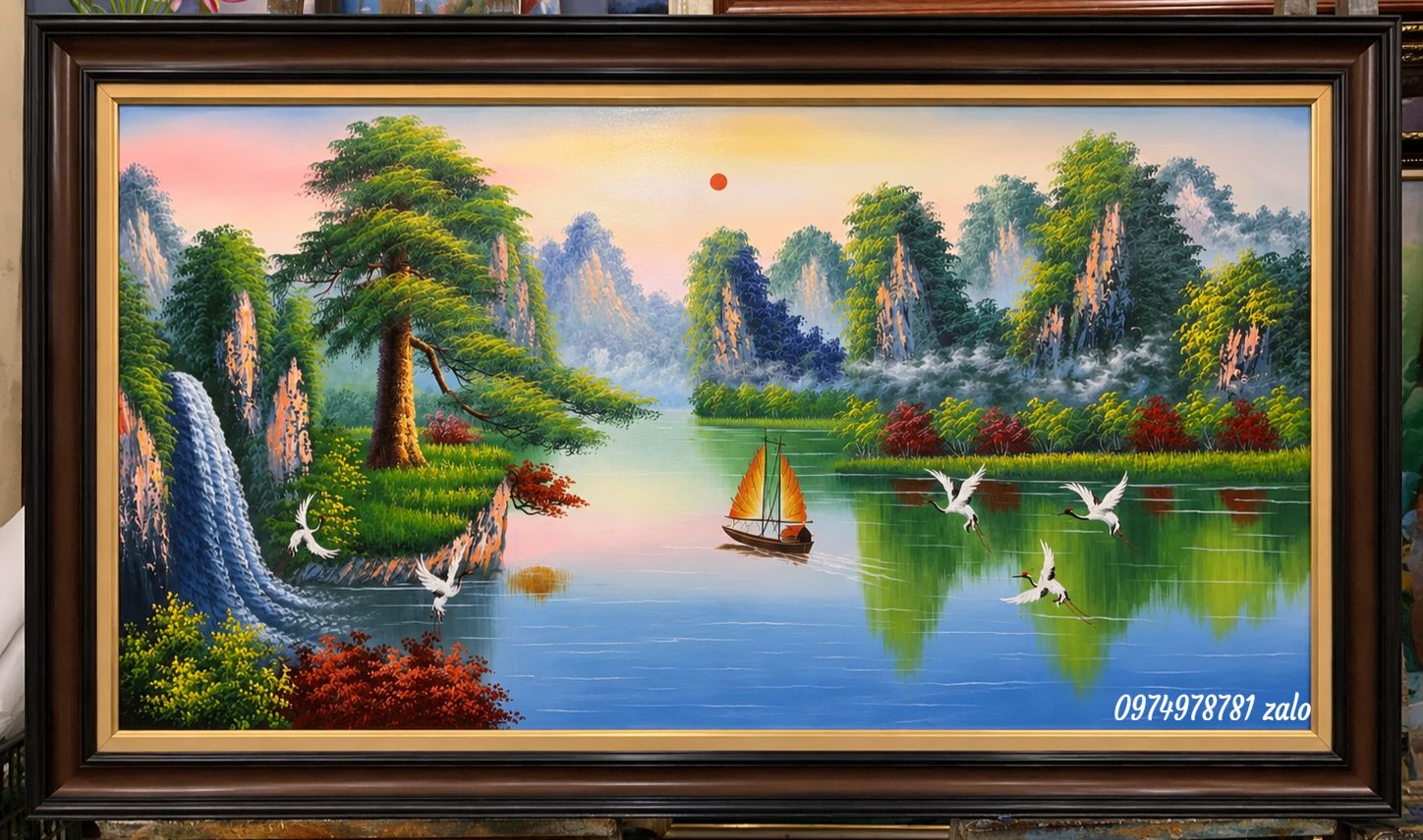 Tranh sơn thủy sơn dầu đẹp ý nghĩa TH103