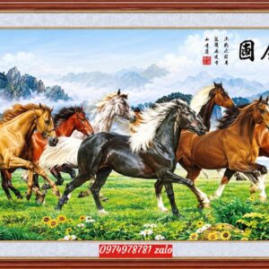 Tranh bát mã 8 ngựa chạy thảo Nguyên TH132