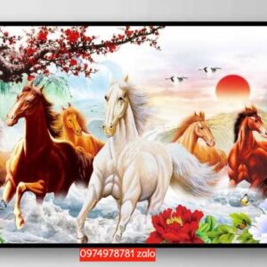 Tranh vẽ sơn dầu mã đáo thành công đẹp ý nghĩa tài lộc TH2