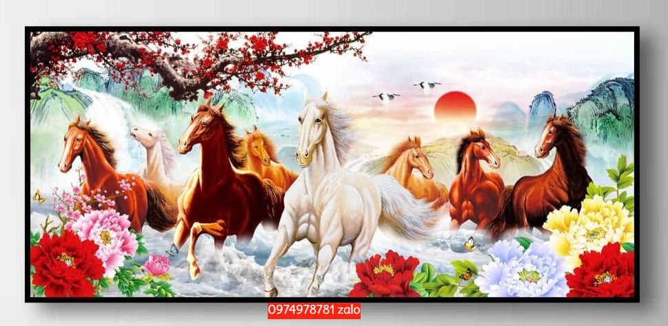 Tranh vẽ sơn dầu mã đáo thành công đẹp ý nghĩa tài lộc TH2